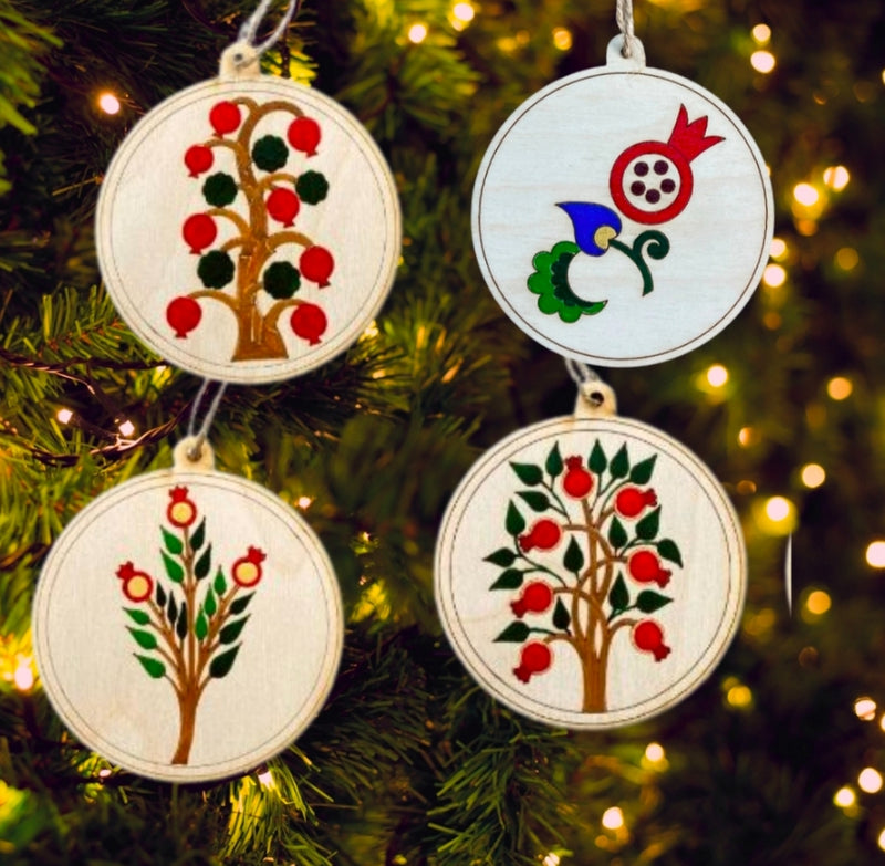 Hand Painted Pomegranate Ornament Collection (4 Piece Set)