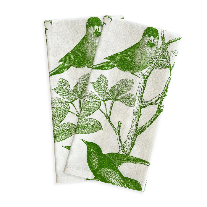 Arbor Birds Verde Kitchen Towels, Set of 2