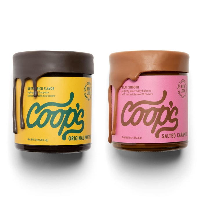 Coop's Original Hot Fudge & Salted Caramel Sauce (2- Pack)