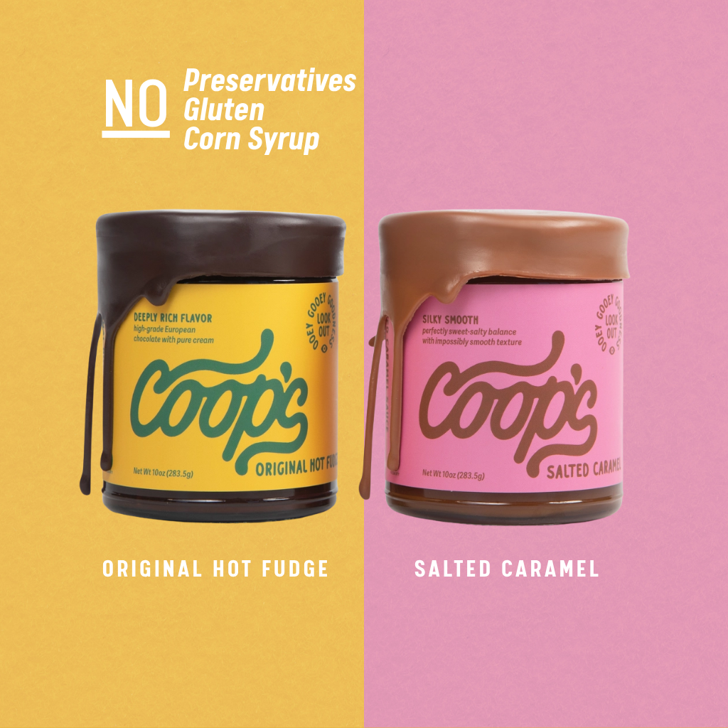 Coop's Original Hot Fudge & Salted Caramel Sauce (2- Pack)