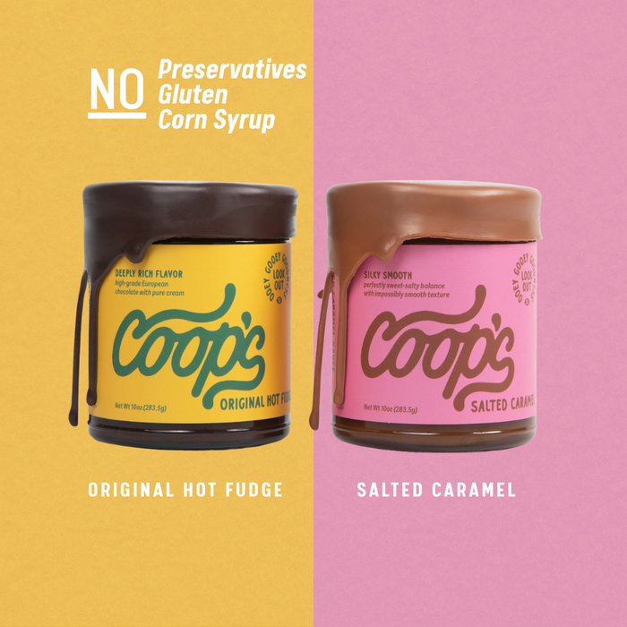Coop's Original Hot Fudge & Salted Caramel Sauce (2- Pack)
