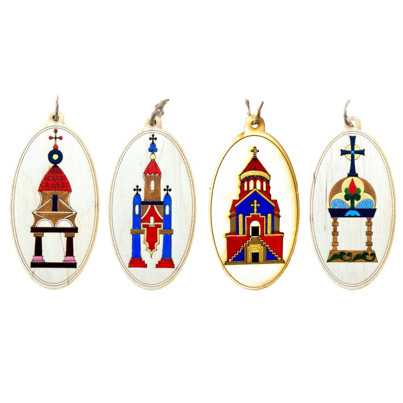 Hand Painted Chapel Ornament Collection (4 Piece Set)