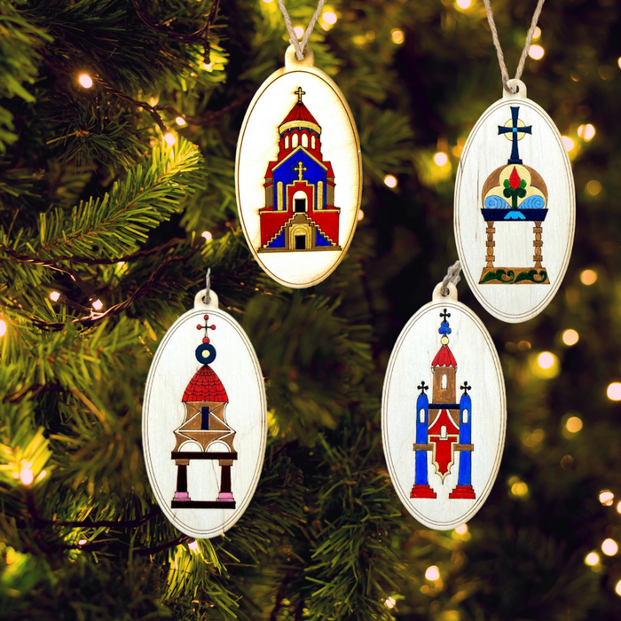 Hand Painted Chapel Ornament Collection (4 Piece Set)