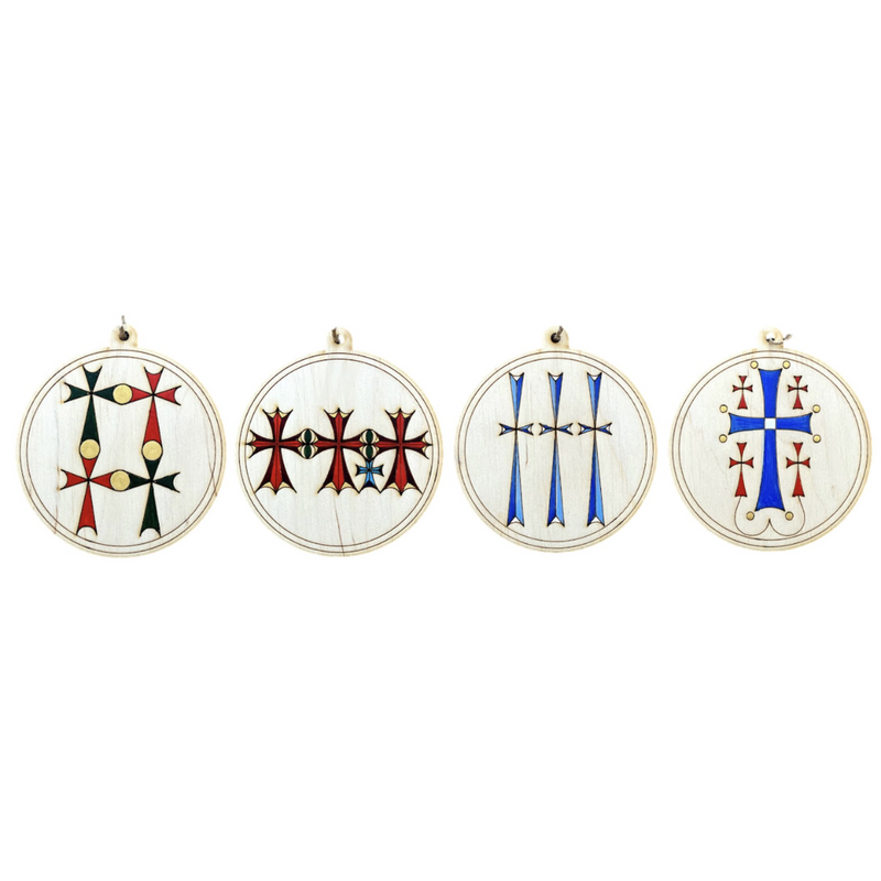 Hand Painted Cross Ornament Collection (4 Piece Set)