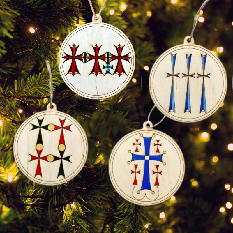 Hand Painted Cross Ornament Collection (4 Piece Set)