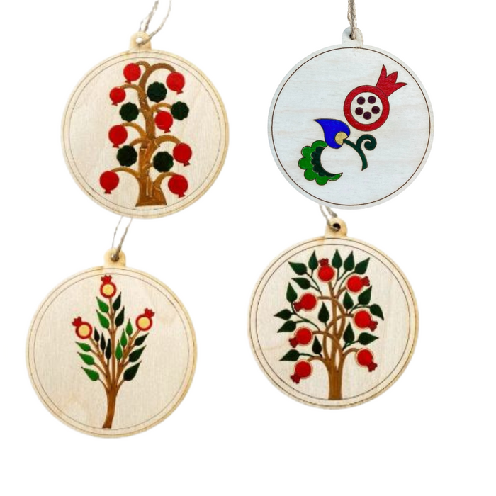 Hand Painted Pomegranate Ornament Collection (4 Piece Set)