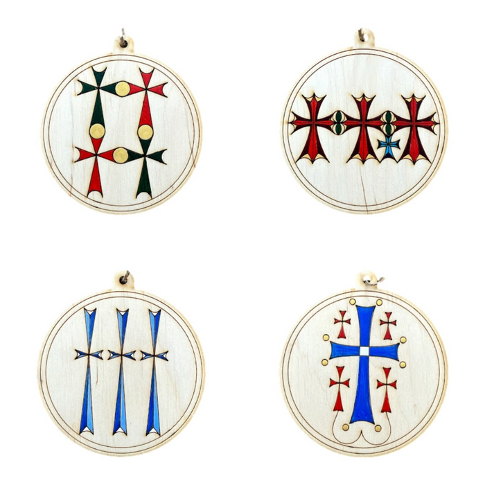 Hand Painted Cross Ornament Collection (4 Piece Set)