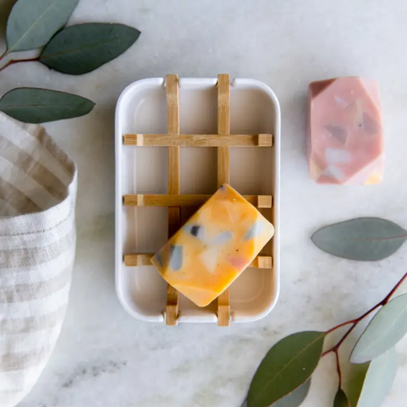 Biodegradable Soap Tray with Bamboo Grid